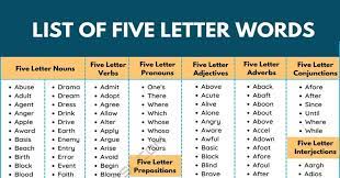 2000 common 5 letter words list five