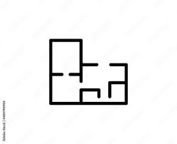 line floor plan icon isolated on white