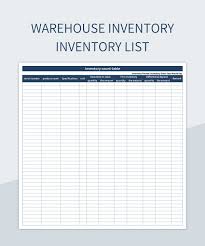 warehouse inventory inventory list