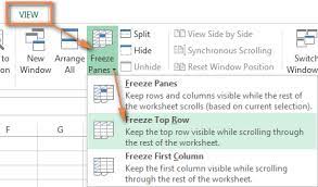 how to freeze panes in excel lock rows