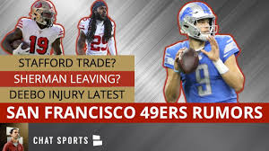 The san francisco 49ers and jimmy garoppolo are at a breaking point with rumors about a potential matthew stafford or deshaun watson trade. 49ers News Rumors Matthew Stafford Trade Richard Sherman Future Deebo Samuel Injury Update Youtube