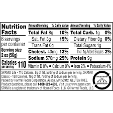 8 cans spam lite 50 less fat 25 less