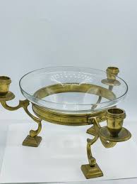 vintage 3 brass candle holders with