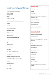 health and physical fitness word list - English ESL Worksheets for distance  learning and physical classrooms