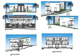 Maybe you would like to learn more about one of these? Duplex Two Family House All Sided Elevation And Section Details Dwg File Cadbull