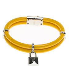 Get contact details and address | id: Louis Vuitton Keep It Twice Yellow Leather Padlock Charm Bracelet Size 17cm Louis Vuitton Tlc