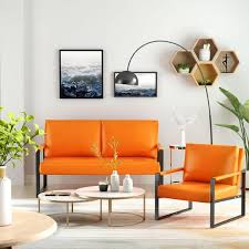 Orange Living Room Sofa Set