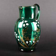 antique mid victorian green glass jug