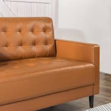 Desert Fields Benton Sofa Couch Cognac Faux Leather
