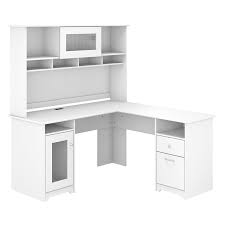 Choose traditional, modern designs or impressive executive desks. Bush Furniture Cabot 60w L Shaped Computer Desk With Hutch In White Cab001whn
