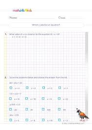 One Step Equations Worksheets For Grade