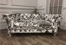 crushed velvet argent chesterfield sofa