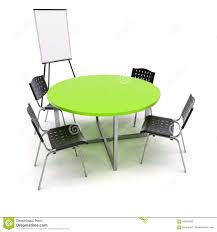 Empty Table With Flip Chart On White Background Stock Image