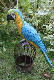 amigurumi blue and yellow macaw parrot