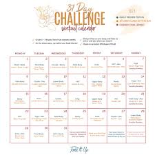 your 31 day challenge workout calendar