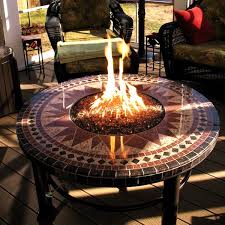 Round Mosaic Tile Patio Table Fire Pit