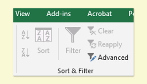 Sort And Filter Options Greyed Out