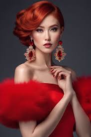 red dress updo elegant hair