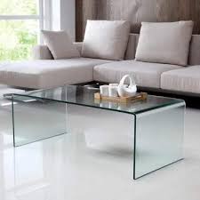 Rectangle Curved Clear Glass Coffee Table