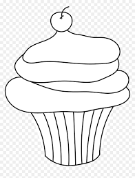 outline cupcake clipart black and white