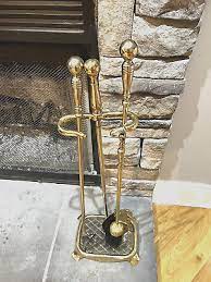 Brushed Brass Fireplace Tool Set