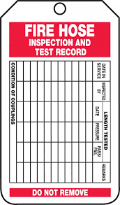 Fire Inspection Status Safety Tag Fire Hose Inspection And Test Record