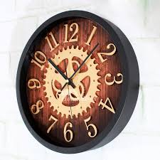 Industrial Gear Wall Clock Black Brown