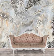 Silver Beige Gray Glitter Wallpaper