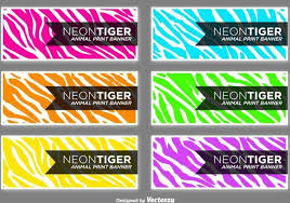 Vector Colorful Zebra Stripes Banners Set Presentation Cards Free