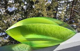Barrel Iridescent Green Glass Agave Bowl