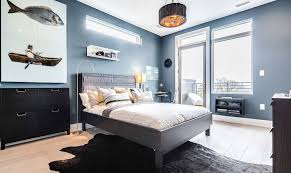 The modern bedroom is characterized by furniture with simple lines, as well as interesting lighting fixtures and the use of mirrors and glass as accents. Gray And Blue Bedroom Ideas 15 Bright And Trendy Designs
