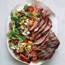 Sliced Meat With Arugula Salad Cherry Tomatoes Top View Close Stock  gambar png