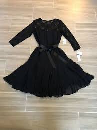 Nwt Teri Jon By Rickie Freeman Midi Length Black Silk And Lace Dress Size 12 Ebay