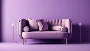 A Purple Couch In A Purple Room With A