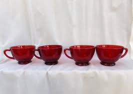 ruby red coffee cups vintage red glass