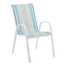 Beige Striped Sling Patio Chair