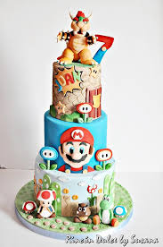 This free cake, decorated with icing, a border, and an inscription, is the baby's own cake to enjoy. Super Mario Cake Tarta Super Mario Cake By Cakesdecor
