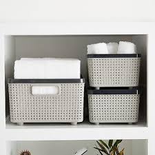 Storage boxes and baskets are not just containers to throw things into. Storage Bins Baskets Storage Containers Storage Solutions Tubs The Container Store