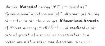 What Is The Dimensional Formula For