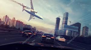 Airplane crash over city Stock Photo by ©crop_ 105816820