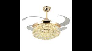 How To Assemble Install 4 Retractable Blades Decorative Crystal Chandelier Ceiling Fans Youtube