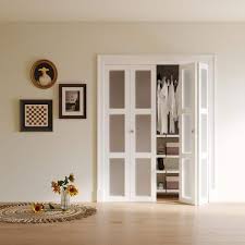 Ark Design 60 In X 80 In 3 Lite Frosting Glass Mdf White Finished Closet Bi Fold Door With Hardware