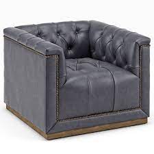 Emmy Rustic Lodge Black Leather Tufted