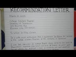 recommendation letter for students