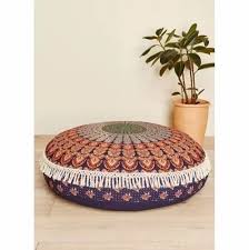 indian mandala round pillow case boho