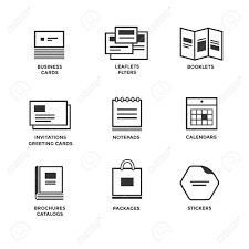 Icons Of Various Print Media Size Format Business Card Flyers