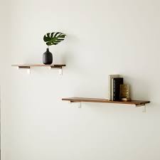 Linear Cool Walnut Wood Wall Shelves