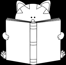 white cat reading a book clip art