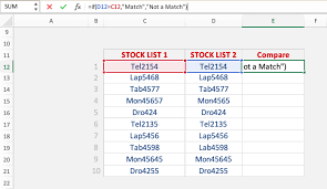 compare two lists in excel for matches
