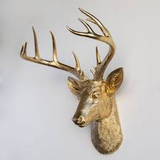 Faux Stag Deer Head Wall Mount Gold